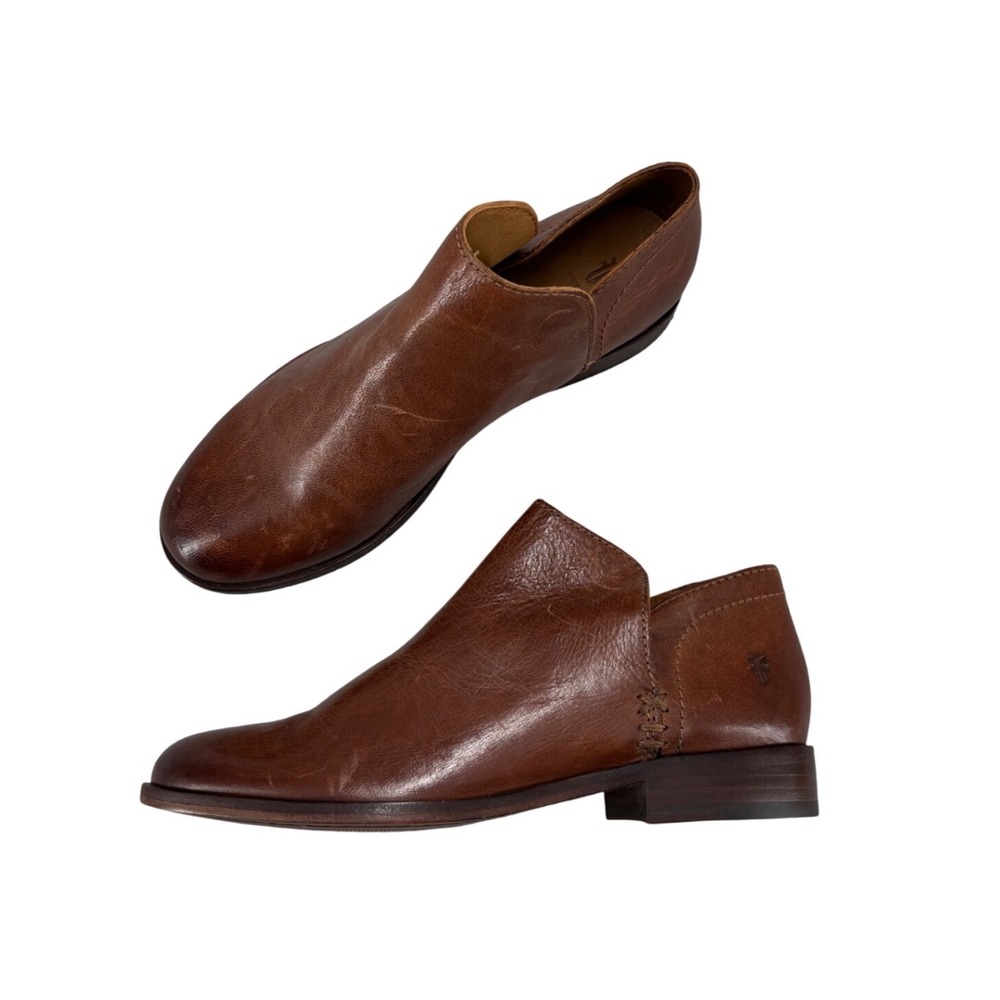Frye Elyssa Shootie Cognac Brown Leather Ankle Booties Womens Size 8